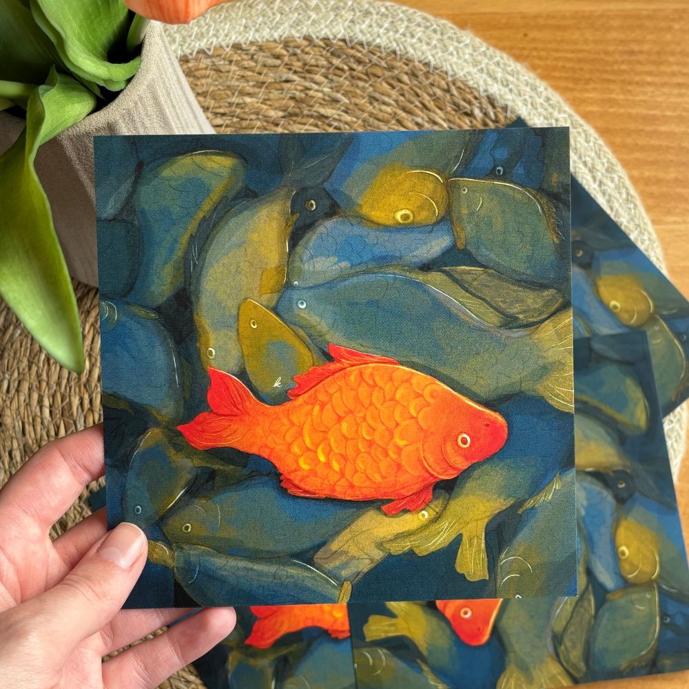 little orange fish - mini art print