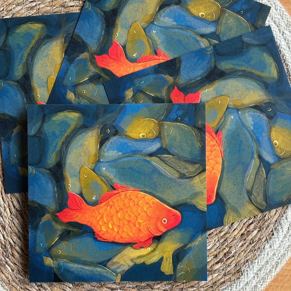 little orange fish - mini art print