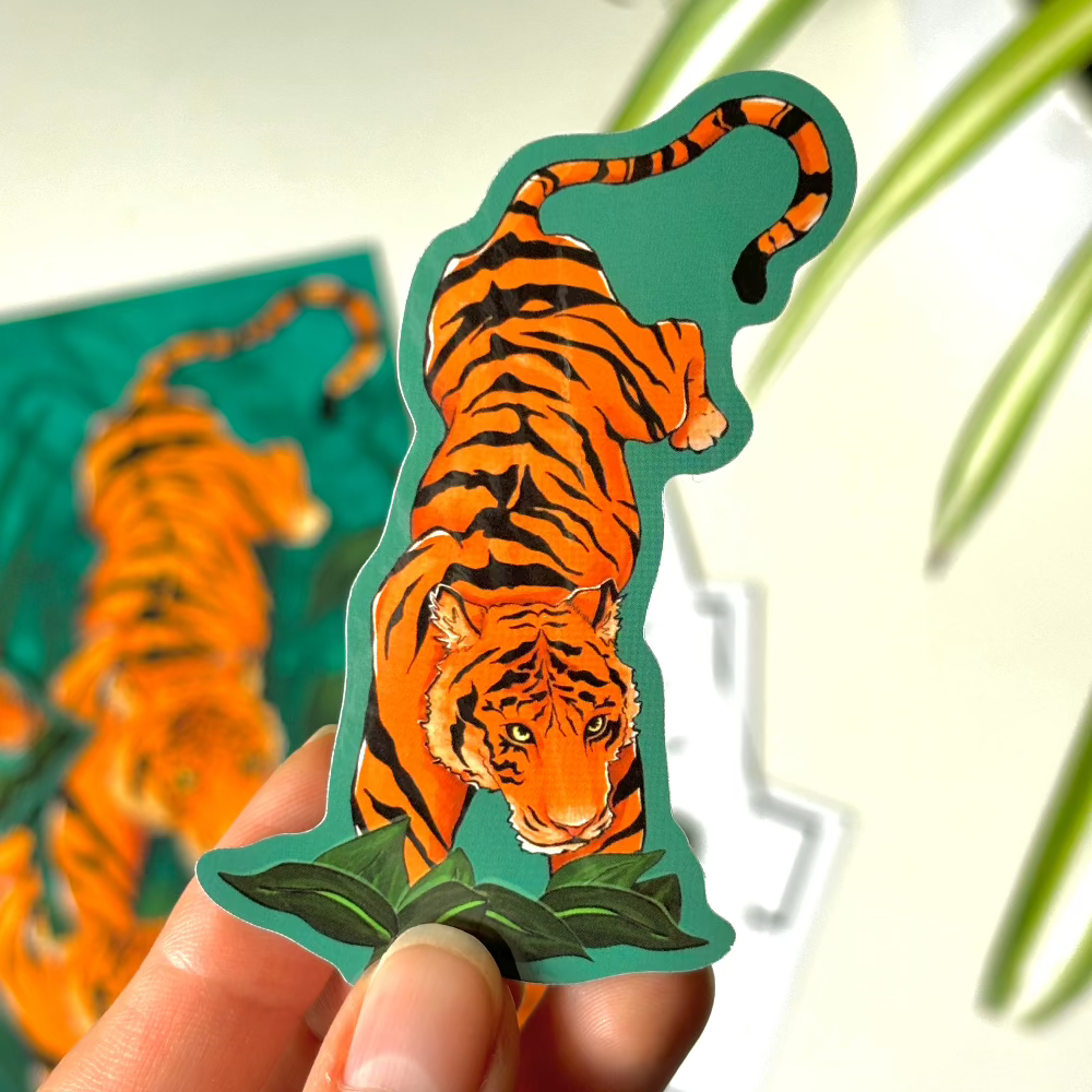 Tiger - Postcard & Sticker set