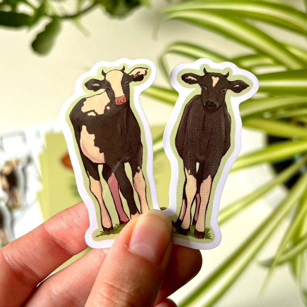 Cow - Postcard & Sticker set