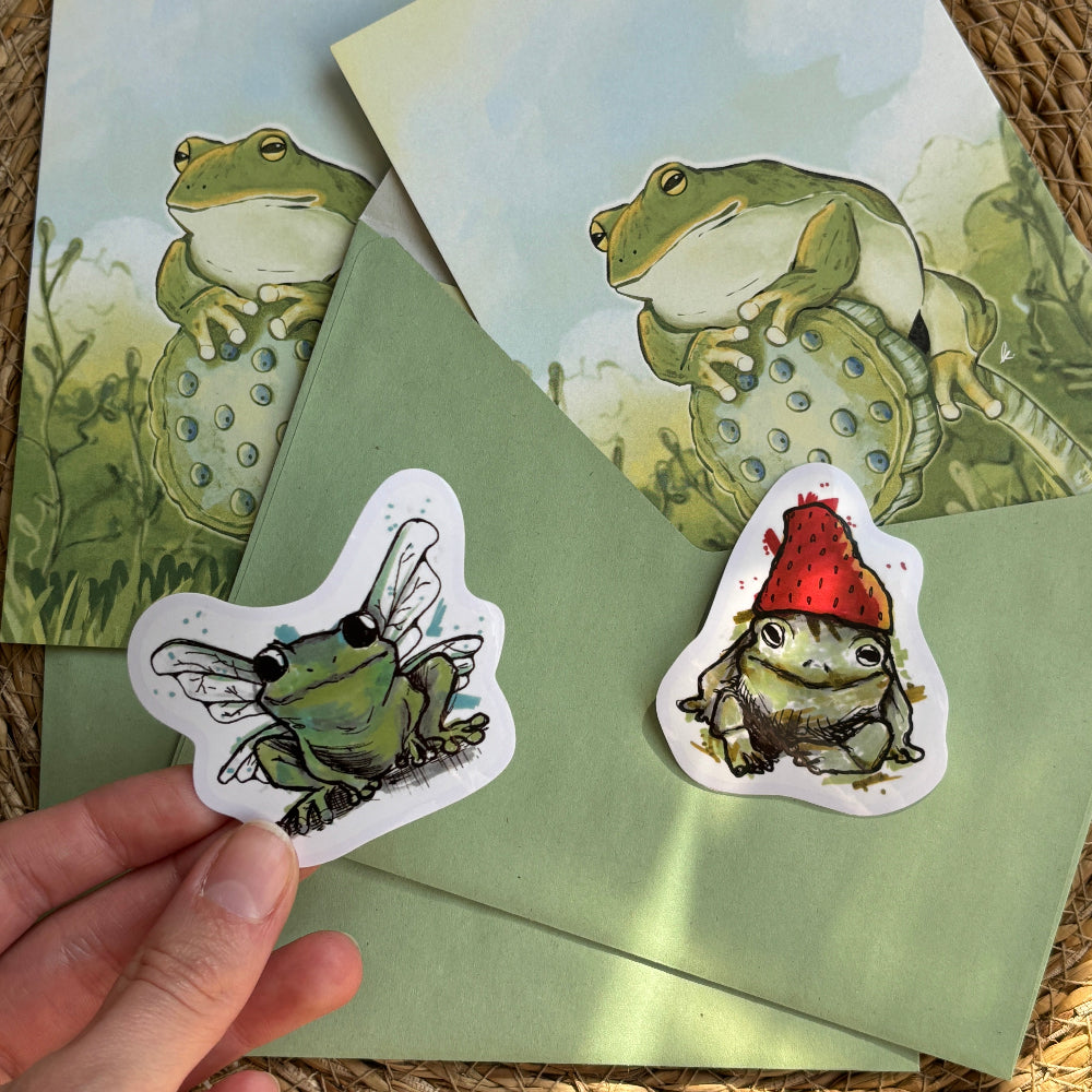 Frosch - Postkarte & Sticker set