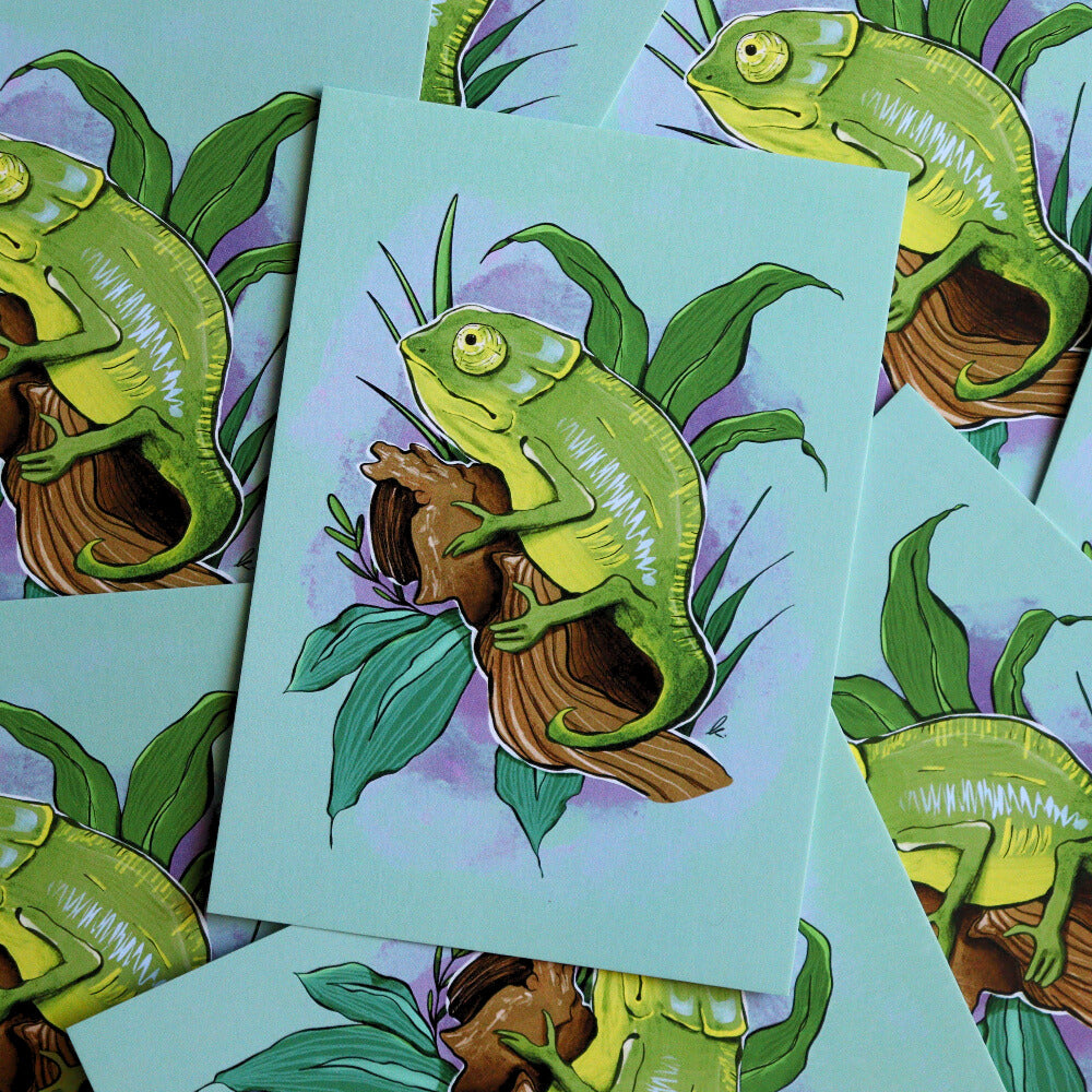 Chameleon - Postcard & Sticker set