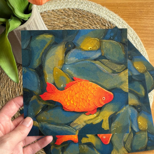 little orange fish - mini art print