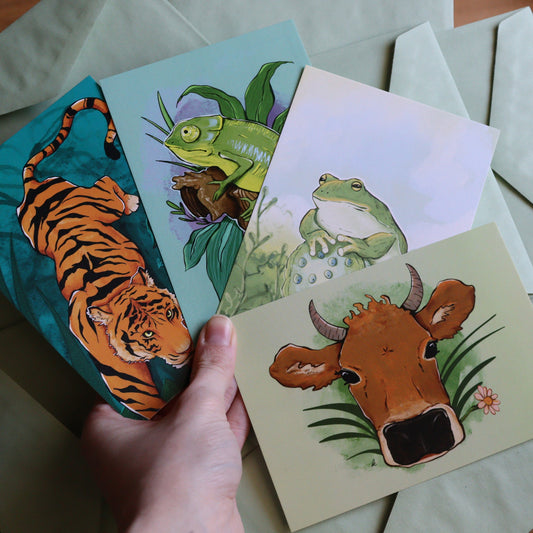 Tier Postkarten Set