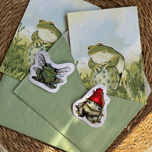 Frog - Postcard & Sticker set